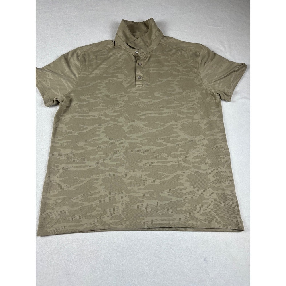 Chaps Golf Mens XL Tan Camo Performance‎ Blade Collar Polo Shirt Short Sleeve